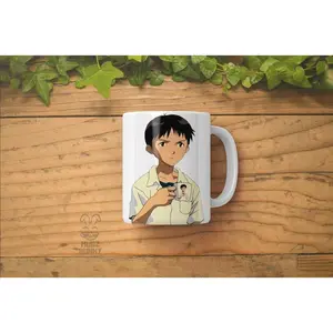 Shinji Holding Mug | Shinji Ikari Large Mug| Rei Ayanami Mug | Neon Genesis Evangelion | Shinji Evangelion | Shinjiception Mug