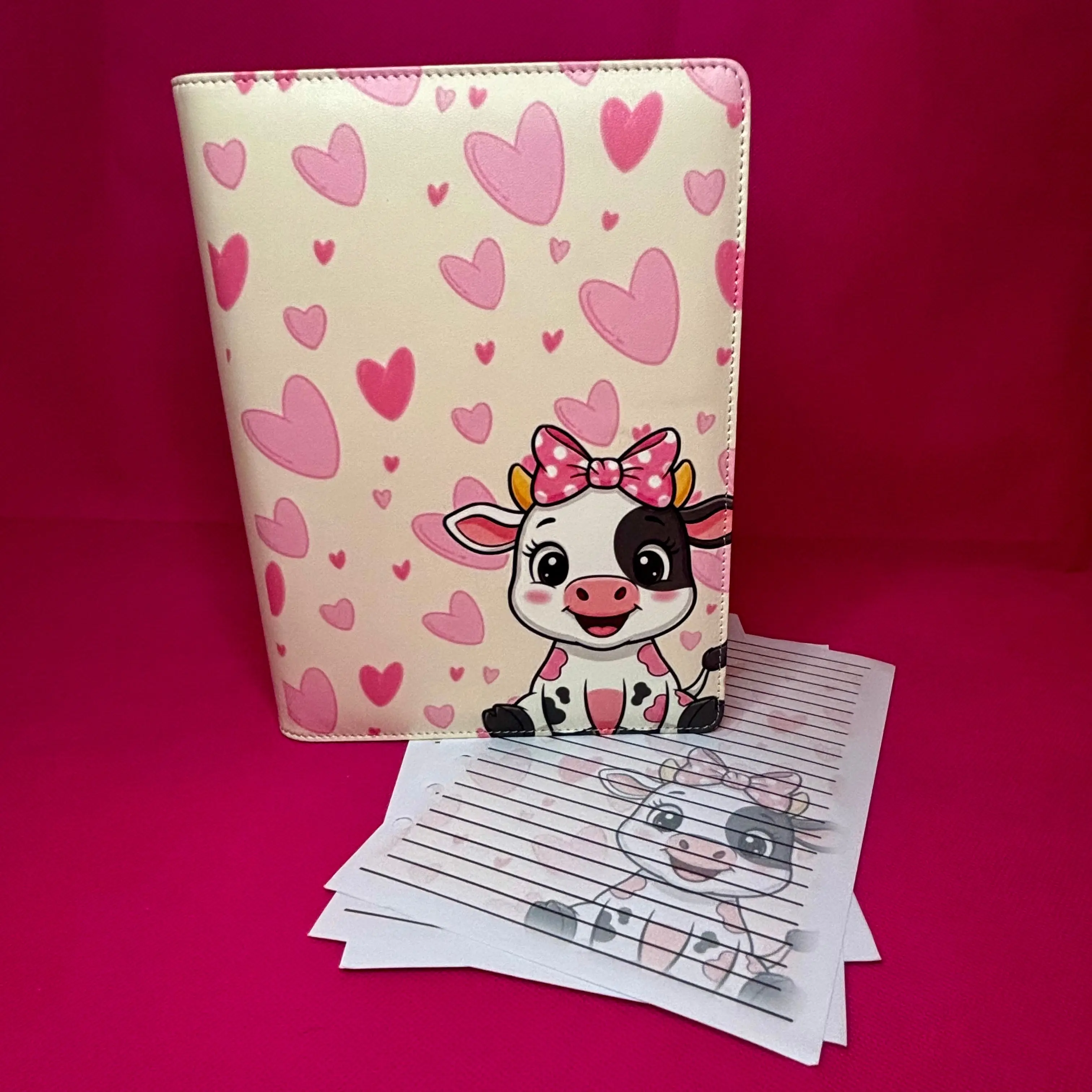Lovebug Cow Binder Bundle - A5 Binder, Matching Paper & Beaded Pen