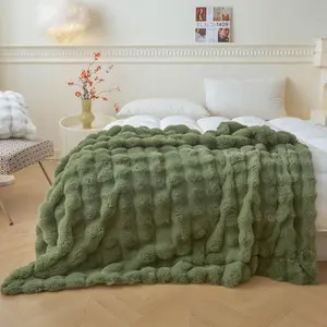 Fluffy Faux   Bubble Throw, Plush Shaggy Blanket for Couch Sofa Chair, Soft Cute Moss Furry Blanket Adults  Teens Girls, Fuzzy Throw for Bedroom Living Room, 50x60, Sage Green