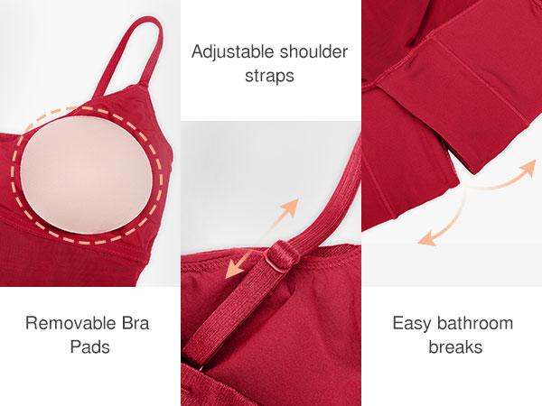 Popilush Sexy Shapewear Mini Satin Slimming Cocktail Dress Built-In Bra Square Neck Tummy Control#FallFreshness