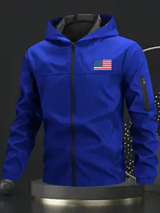 Men's Lightweight Hooded Jacket, Outdoor Sportswear, Multiple Pockets Zippered Design, Suitable for Skiing Ice Skating Hiking Fishing, Waterproof Jacket