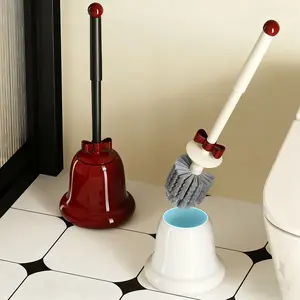 Bell Shaped Toilet Brush Set, Christmas Atmosphere Bathroom Cleaner, Home Use Anti-Odor Floor Standing Brush with Base, Bathroom Supplies, Bathroom Cleaning Tool, Toilet Wand