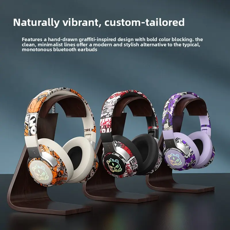 2026 Creative Bluetooth Over-Ear Headphones - Wireless Gaming Headset with Luminous Light-Up LEDs, Audio Charging Function, Type-C Cable, Cross-Border Hot Electronic Device for PC Gaming, Usb Type C