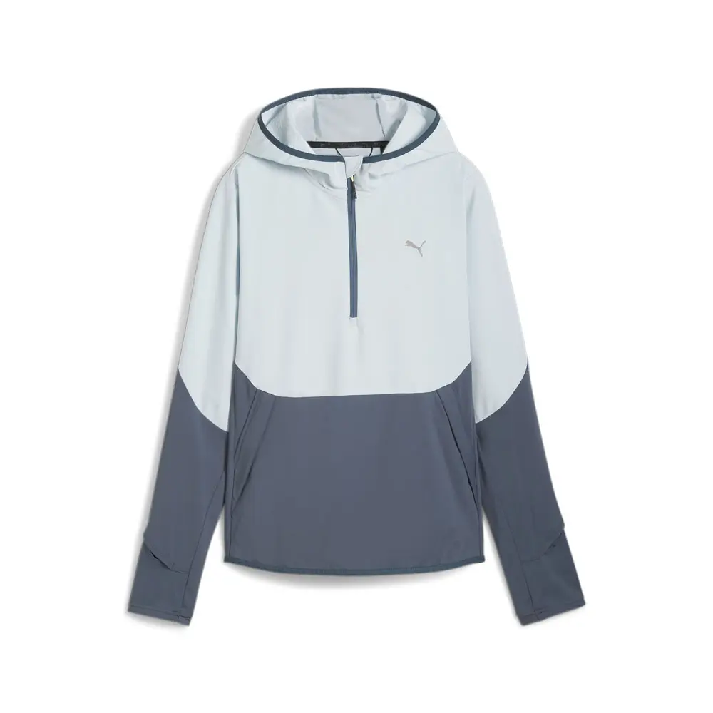 PUMA Womens Seasons Microfleece Half Zip Hoodie Running  - Blue