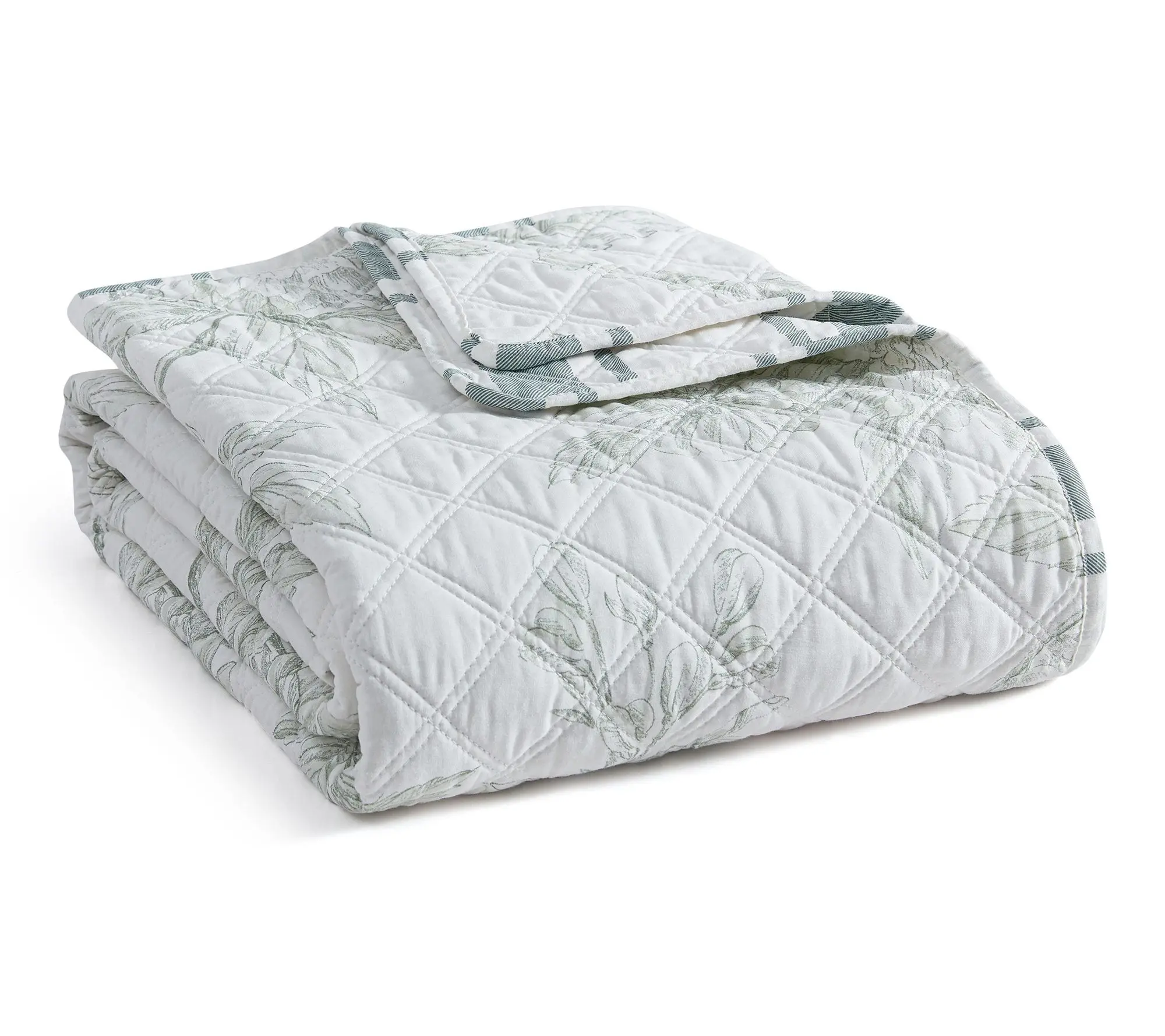 Martha Stewart Vine Flora Green Cotton 50"X70"Throw