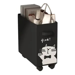 Under Desk Rolling Cart with Wheels, Mobile Storage Organizer Basket for Office Workstation, Movable File Holder for Paper Supplies, Slim Utility Cart for Home Office Dorm Kitchen Bedroom Storage