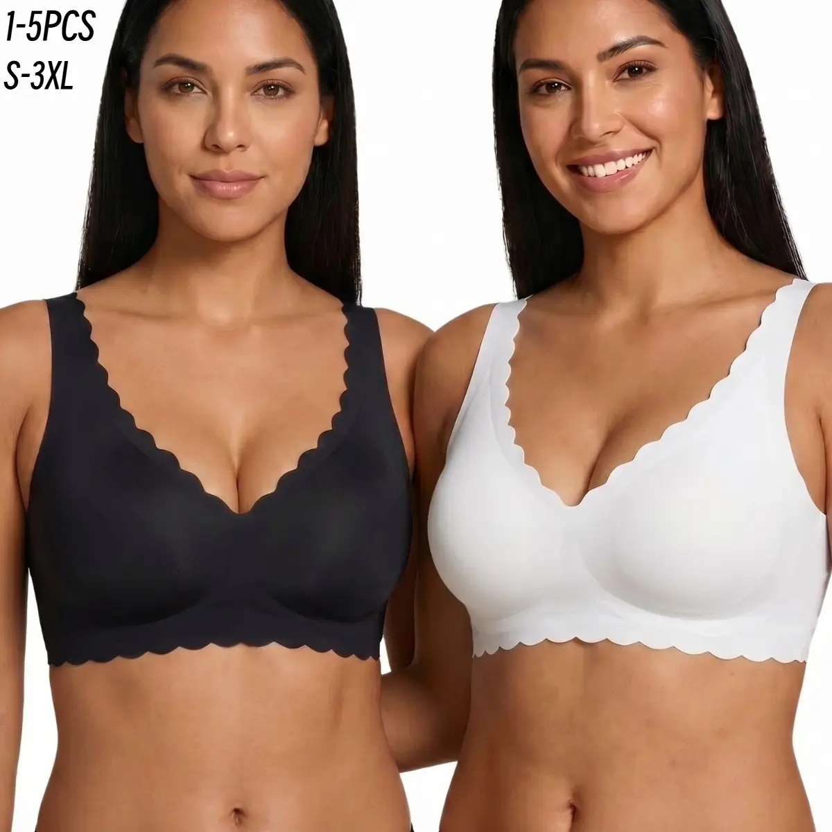 1/2/3/4/5PCS Jelly Wireless Bra Womens Scalloped Comfortable Wireless Bras Push Up Bralettes Seamless Tshirts Bras Deep V Everyday Bras S 3XL