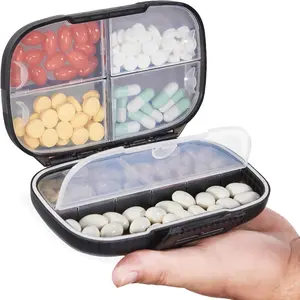 Portable Travel Pill Box, Large Capacity Pill Storage Box with 7 Compartments, Pill Organizer for Vitamin, Fish Oil, Nutrition Pill, Pill Storage Box, Supplement Organizer, Healthcare