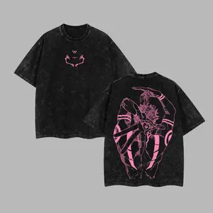 Retro Sukuna Oversized Washed Hoodie & T-shirt, Jujutsu Kaisen Anime Streetwear Outfits, Heavyweight Cotton Unisex Graphic Tee Top, Gift For Him & Her Manga Lover