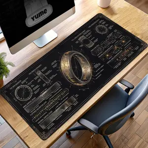 One Ring Blueprint Mouse Pad - LOTR Schematic Desk Mat with Elvish Inscription, Tolkien Gift, Fantasy Gamer Desk Decor