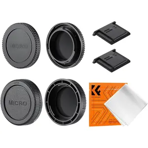 K&F Concept M4/3 Mount Rear Lens Cap & Body Cap Cover Kit, Micro Four Thirds MFT M4/3 M43 Cap for Olympus E-M1X E-M1 II E-M5 III E-M10 IV E-PL9 E-PL8 E-P7, for Panasonic GH5 GH5 II G9 G95 G9L G85 GX9
