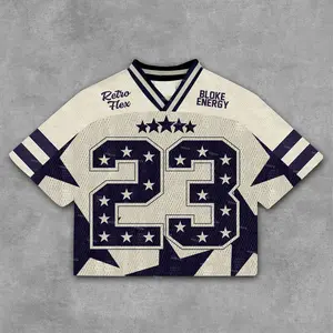 Retro Flex No 23 Blokecore Style Star V-Neck Cotton T-Shirt Football V-Neck Retro Summer Trendy Baseball Jersey Shirt Gift For Him Gift For Her Birthday, Baseball Jersey Outfit, AOP Merch, Outfit for Baseball Shirt Fan