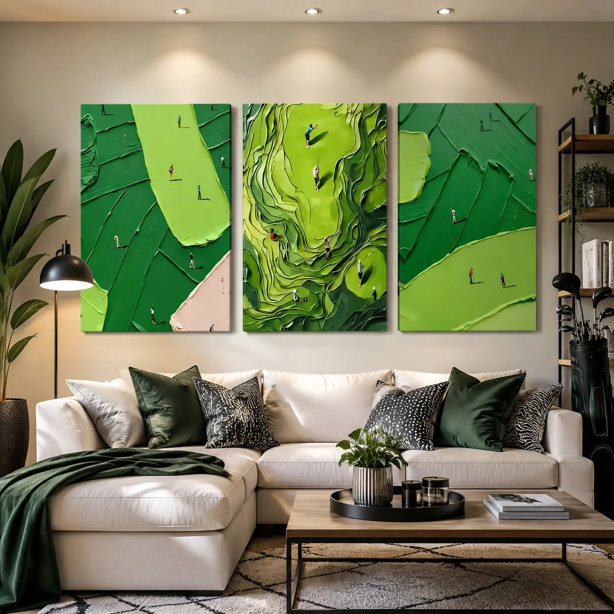 Modern Abstract Golf Course Canvas Art Print Set, Wall Decor for Living Room Office Bedroom Home Decoration