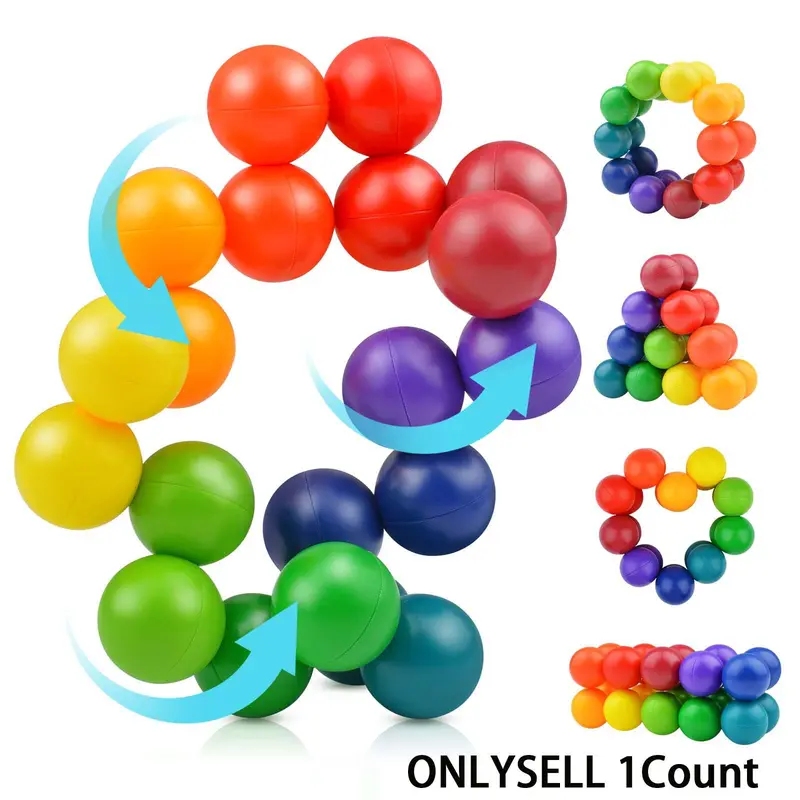 Autism Sensory Toys for Kids and Adults Fidget Rainbow Ball Sensory Feedback Stress Relief Toy, Perfect Calm Down Activities for Travel and Home, Fidget Balls, Promote Relaxation, Koosh Balls