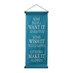 Inspirational Wall Decor Banner, Inspiring Quote Scroll, Affirmation Motivational Uplifting Message, Thought Saying Tapestry Want It, Wish It, Make It
