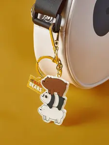 We Bare Bears Letter Graphic Rectangle & Bear Charm Keychain