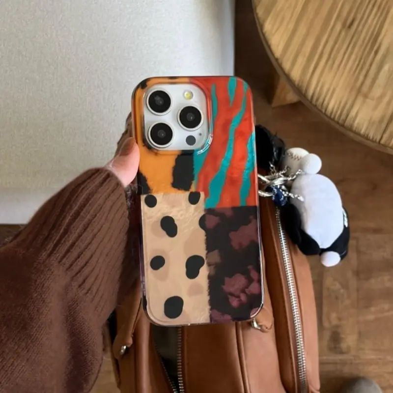 【Black Friday】Vintage Dual-Layer Phone Case, Patchwork Design, Fits iPhone 18 Pro Max, 17 Pro, 16 Pro Max, 15 Pro Max, 14 Pro, 13 Pro, 12