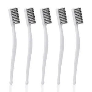 5 count Wire Brushes Set for Cleaning, 7.09in Long Stainless Steel Wire Brushes Reinforced Bristle Mini Handle Brush Tools for Kitchen Industrial Welding Slag Walnut Carving Gaps Rust Removal