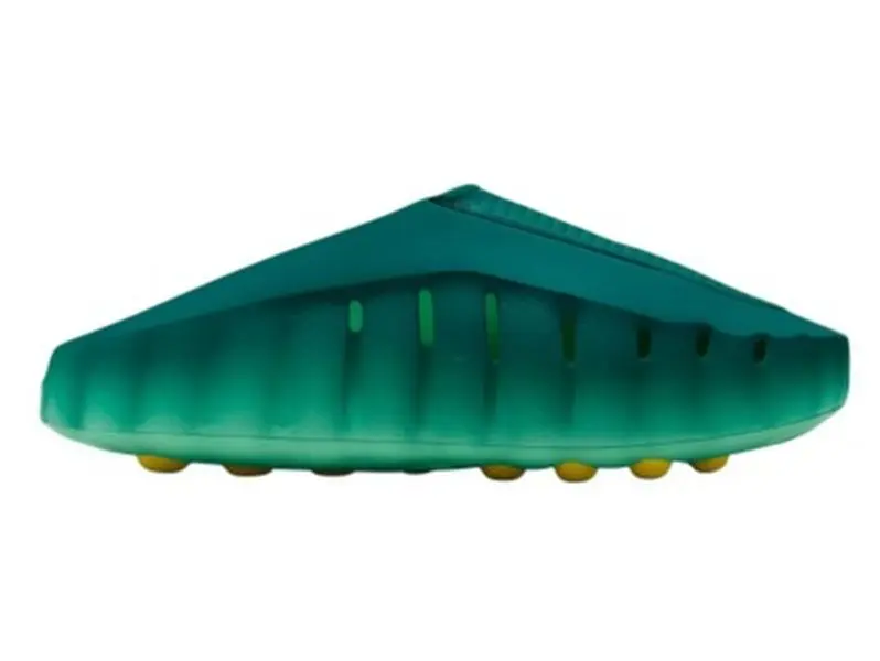 Green gradient slip-on mule clogs, hollow breathable cutouts & plush cushioned sole ideal for daily casual outdoor use