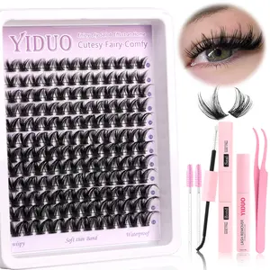 Lash Cluster Set, DIY Lash Cluster, Lightweight Lash Growth Kit, 144 Pieces, 10-18mm Natural Lash Growth, Thin Band, Individual Lashes, Includes Adhesive & Remover