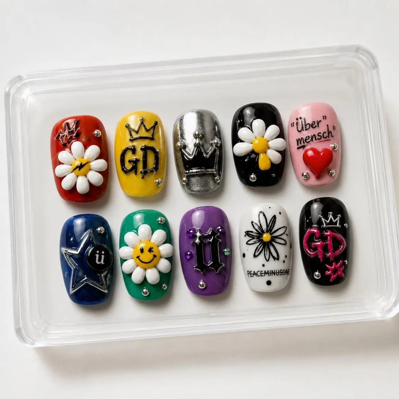 KPop POWER Press On Nails | 3D K-pop Nail Art | BIGBANG Fan Design
