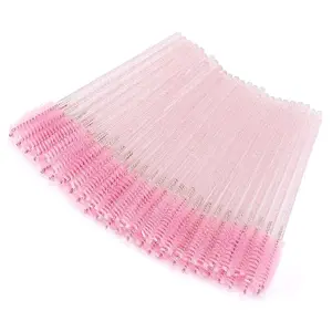 50PCS Pink Crystal Lash Wands – Stylish, Disposable Spoolies for Perfect Lash Extensions, Brows & Makeup Magic Brush Mascara Cosmetic