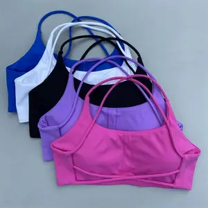 Women Sports Bra Sexy Cross Straps Back Fitness Bralette High Impact Gym Yoga Workout Crop Top Vest Push Up Running Underwear SpringStatements Sporty Breathable Bras Training Bra