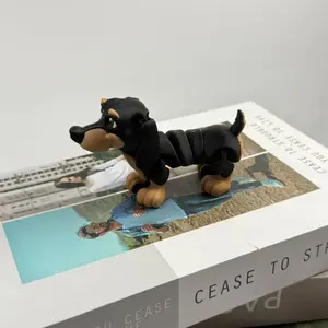 Simulated Dachshund Figurine 3D Printed with Movable Joints, Gift Toy Trendy Collectible Dachshund Model