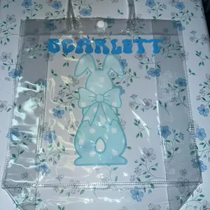 Personalized Clear Easter Bunny Bag | Custom Name or Year, Bunny Easter Gift Bag