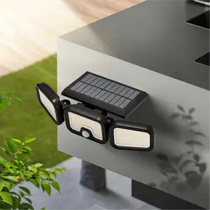 ISUNMEA Solar Flood Lights Outdoor, 256 LED 2500LM Motion Sensor Lights, 3 Adjustable Heads Security Lights, IP65 Waterproof, 270° Wide Lighting Angle Solar Powered Lights for Porch, Yard