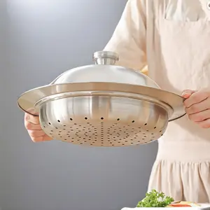 2 piece set Food Grade 304 Stainless Steel Steamer Basket, Compatible with Frying Pans, Easy Cooking, Suitable for Steamed Dishes, Universal Fit, Cookware Steaming