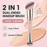 KINGMAS Dual-Ended Angled Makeup Brush - Vegan Bristles for Foundation, Contour, Blush, Concealer, Liquid & Powder Apply & Blend, No Shedding, Travel Size, Wash Gently, Back to School,sohochic