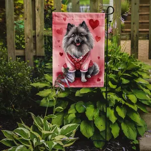 Keeshond My Valentine Garden Flag Mailbox Flag Decorative Yard Flag Banner Outside Patio Artwork Yard Flower Beds, Garden Size, Multicolor