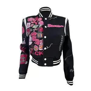 Women's Fashion Printed Baseball Jacket Fashion Versatile