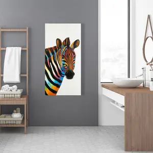 Begin Home Decor C1RC2448NZ683W 24 x 48 in. Colorful Zebra Profile Canvas - Bedroom Wildlife Decor