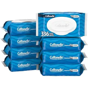 8 Flip-Top Packs 42 Wipes Per Pack Fresh Feel Flushable Wet Wipes, Adult Wet Wipes