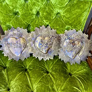 Round Rays Hearts Of The Holy Family Ornaments Religious Decoration Religious Supplies Metal Iron