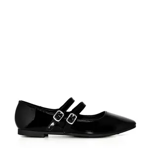 Wild Diva NELMA-05 Patent Double Strap Mary Jane Ballet Flats