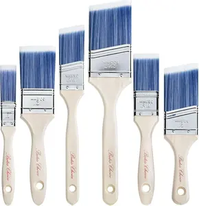Bates- Paint Brushes, 6 Pack, Treated Wood Handle, Paint Brushes for Walls, Stain, Furniture
