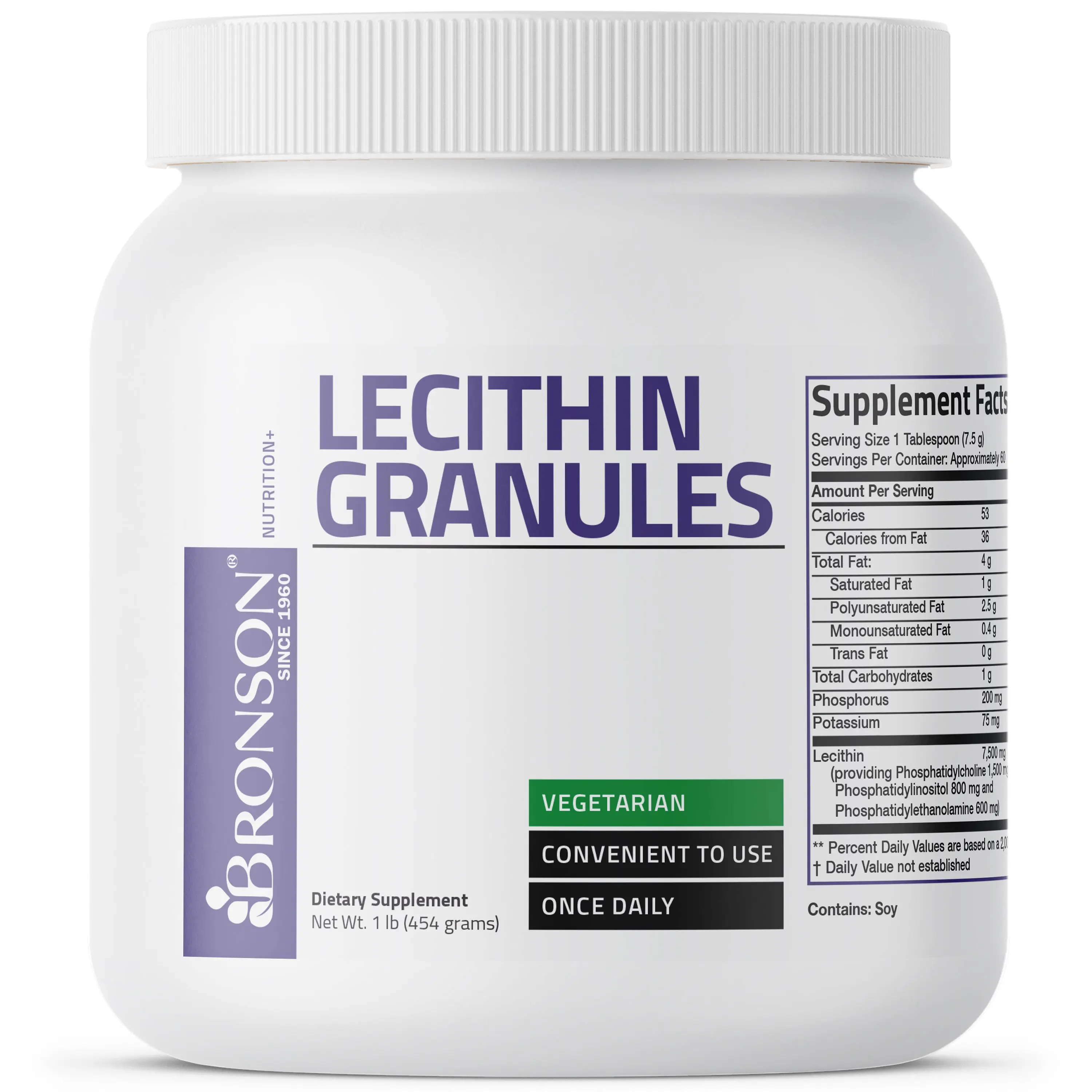 Bronson Lecithin Granules (Powder) 7500 MG, 1 Lbs (454 Grams, or 16 Ounces) Supplement Dietary, Fitness, Healthcare