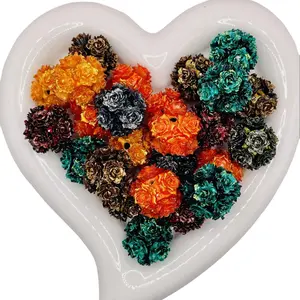 Mixed 16mm Flower Beads with 3D Roses & Blossoms in Solid Rhinestone Pearl Glitter Styles Bright Multicolor Mix for Floral Bracelets Keychains and Crafts