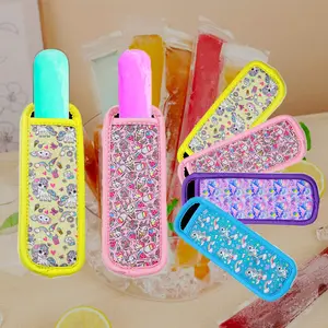 Color Ice Pop Sleeves, 4 Counts/set Ice Pop Neoprene Insulator Sleeves, Freezer Popsicle Holder Sleeves, Kitchen Reusable Washable Summer Dessert Ice Cream Ice Popsicle Insulation Holders, Kitchenware