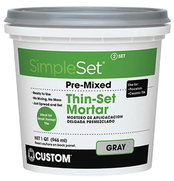 212 MAIN Pre-Mixed Gray Ceramic Tile Thin Set Mortar - For Floor Installation, Interior Wall Bonding, No Mess, Quick-Spread Application (Spreads Quickly), Spread Quickly