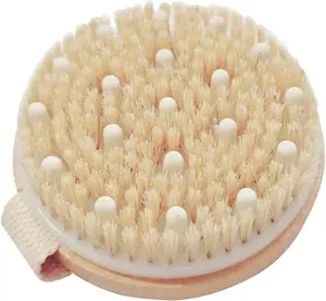 Bamboo Dry Body Brush, Shower Brushing, Removes Dry Skin with Massage Nodes Exfoliating Bath Brushes Body Scrubber