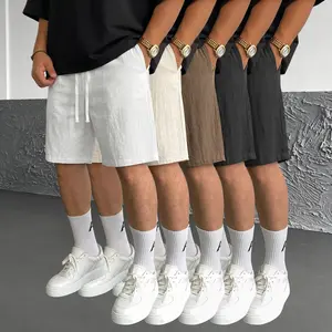 Summer 5-Pack Lightweight Linen Shorts for Men — Loose Straight Fit, Drawstring, Knee-Length, Versatile Casual Pants