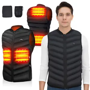Vidonn Men Heated Vest, Omni-Heat Reflective Lining, 3M High-quality Filling, Battery Pack, Black Water-Resistant Comfortable Man Water-Resistant Breathable Comfortable Unisex