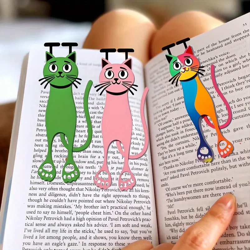Acrylic Cat Bookmarks Set, Durable Acrylic Material, Colorful Page Markers for Readers & Cat Lovers, Office School Use