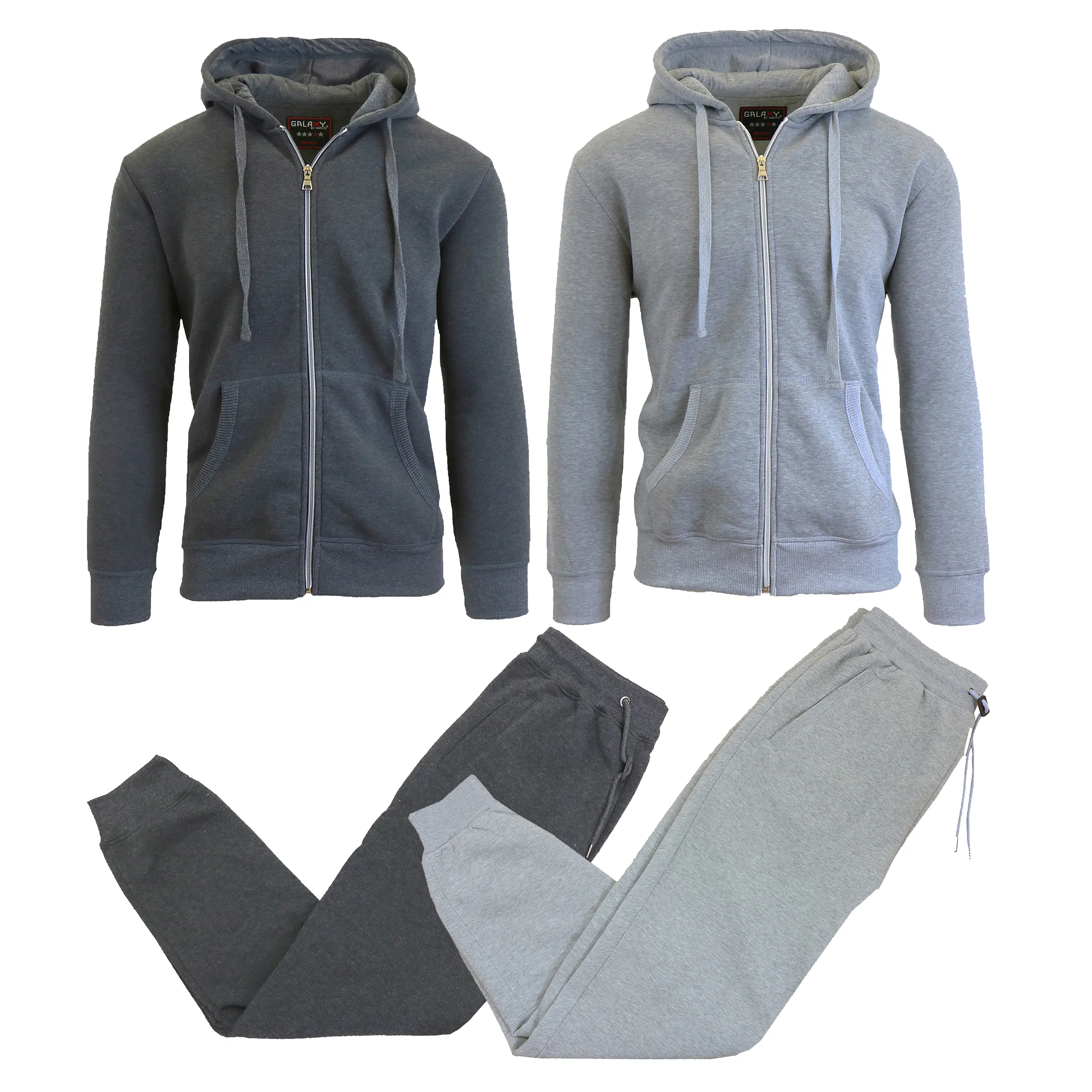 (4-Piece) Charcoal & Heather Grey Sets