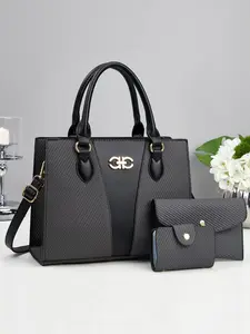 Fashion Three-Piece Retro Vintage Crossbody Handbag Set, Large Capacity Multi-Layer Bag, Versatile Shoulder & Crossbody Bag for Travel & Shopping