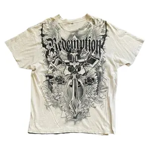 Men's Gothic Angel Wing Print Tee - Relaxed Fit, Comfortable, Breathable Street Style Top with Casual Vibe for Summer Outdoor Use